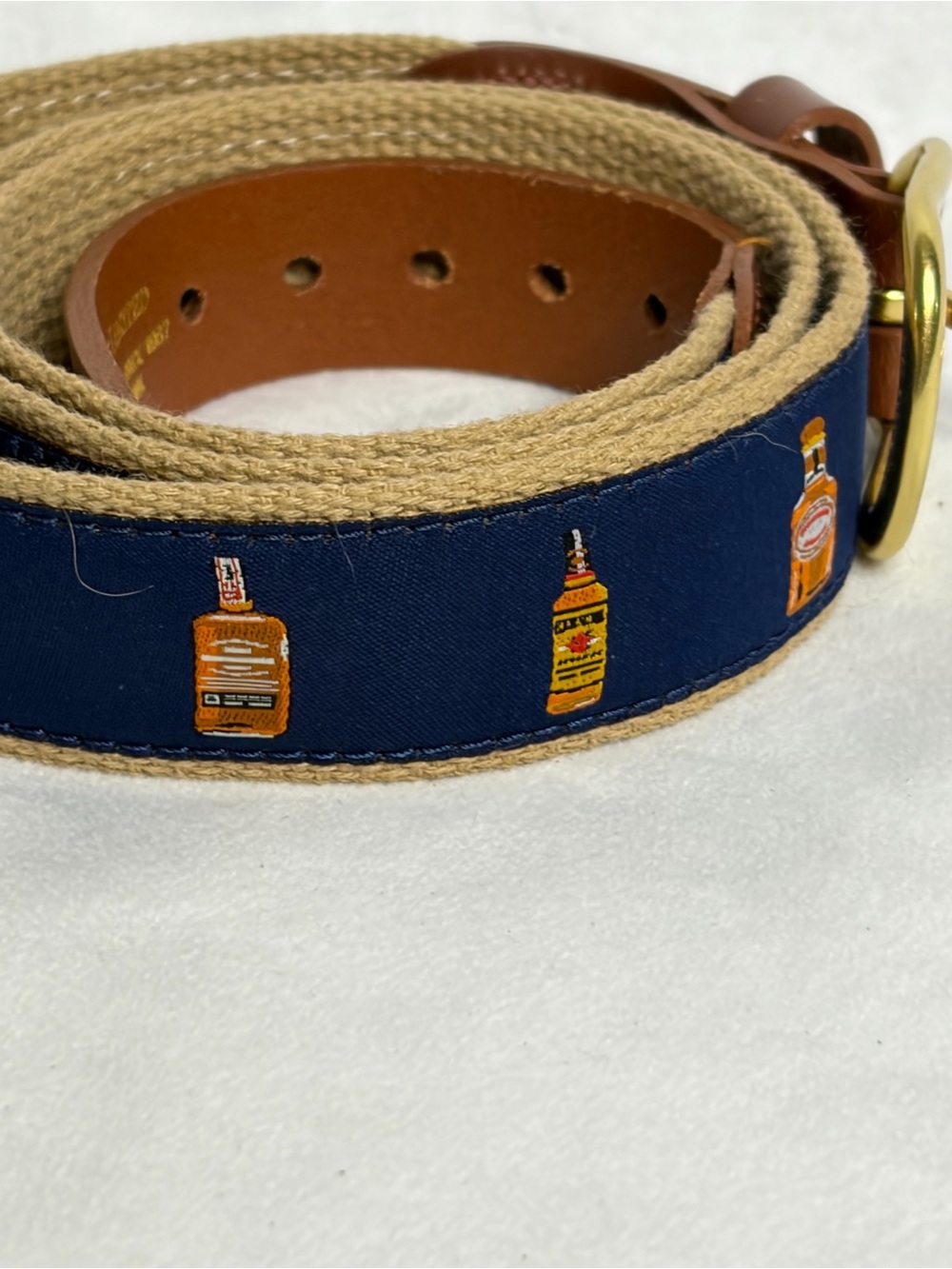 Men's Size 40 Bourbon Bottle Motif  Belt Leather Man Ltd Leather